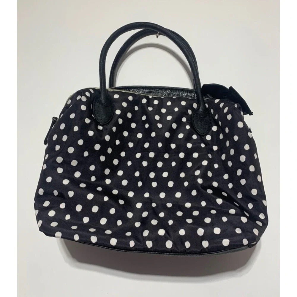 Betsey Johnson Black and White Polka Dot Nylon Tote and Matching Zippered Bag